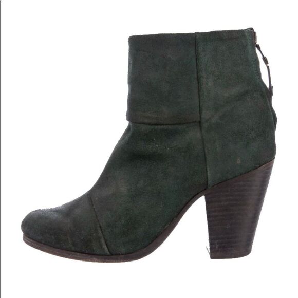 💛 Rag and Bone Green Leather Booties Size 38 - Picture 1 of 5